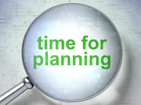 Time concept: Time for Planning with optical glass Stockillustratie
