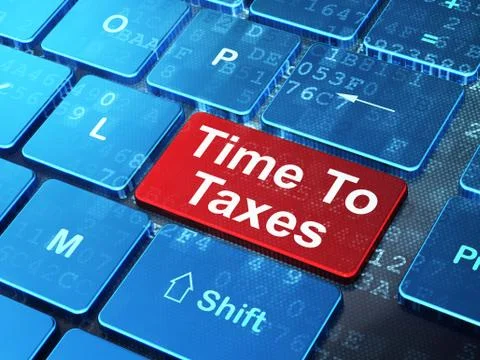 Time concept: Time To Taxes on computer keyboard background 스톡 일러스트