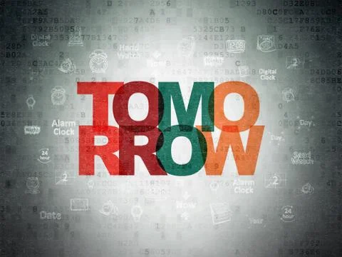 Time concept: Tomorrow on Digital Data Paper background Illustration