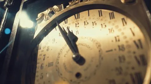 Time concept - vintage clock face with grunge texture. Stock Photos