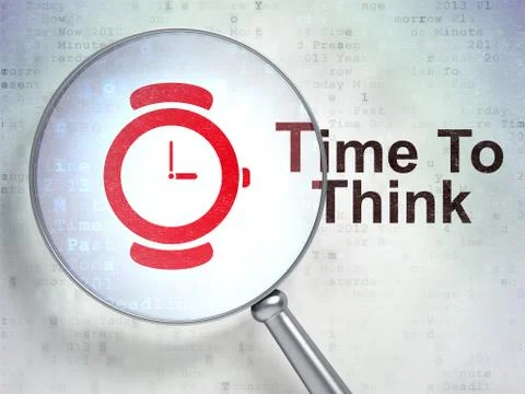 Time concept: Watch and Time To Think with optical glass Illustration