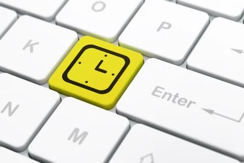 Time concept: Watch on computer keyboard background Illustrazione stock