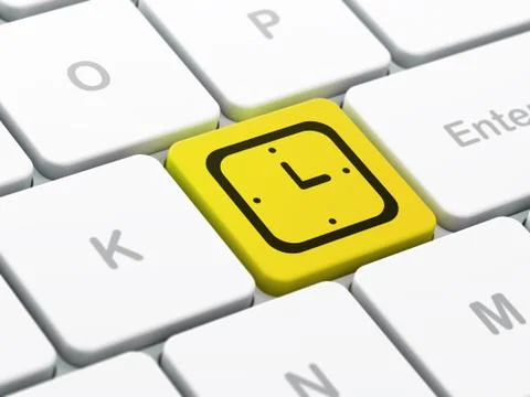 Time concept: Watch on computer keyboard background Illustrazione stock
