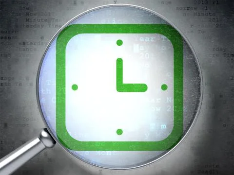 Time concept: Watch with optical glass on digital background 库存插图