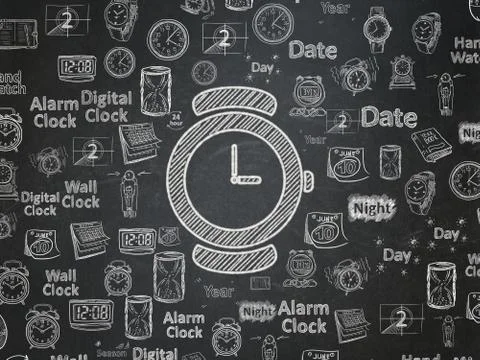 Time concept: Watch on School board background Ilustración de archivo