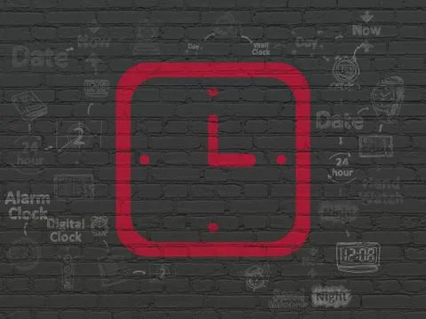 Time concept: Watch on wall background Ilustración de archivo