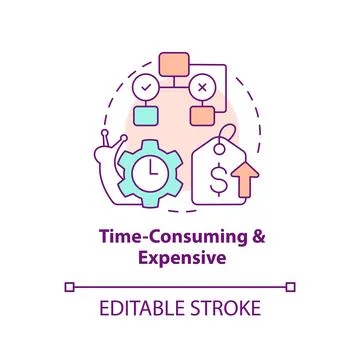 Time consuming and expensive concept icon Stock Illustration