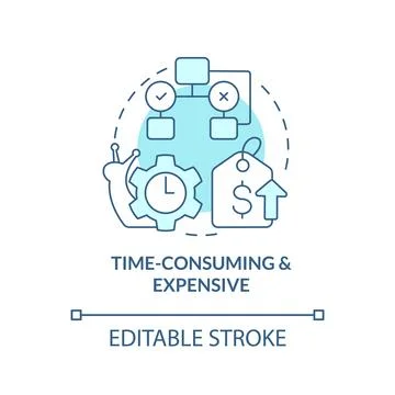 Time consuming and expensive turquoise concept icon Stock Illustration