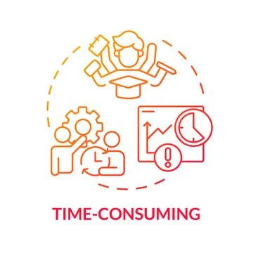 Time-consuming red gradient concept icon Stock Illustration