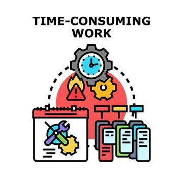 Time consuming work process management concept Stock Illustration