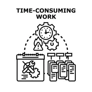Time consuming work process management concept Stock Illustration