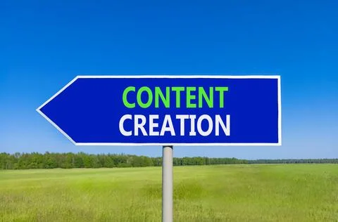 Time for content creation symbol. Concept words Content creation on beautif.. Stock Photos