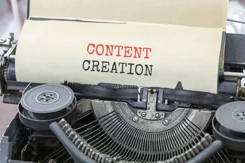 Time for content creation symbol. Concept words Content creation typed on bea Stock Photos