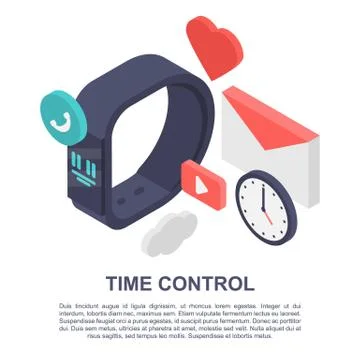 Time control concept banner, isometric style Stock Illustration