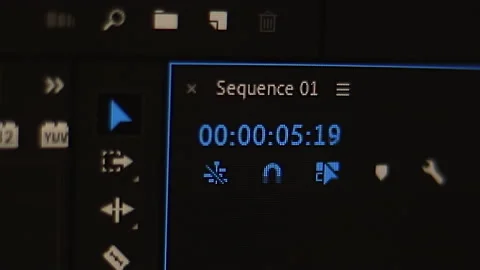Time countdown in blue digits occurs in timecode while film Stock Footage 144616219