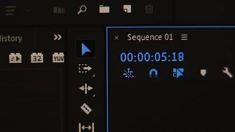Time countdown in blue digits occurs in timecode while film Stock Footage 144616383