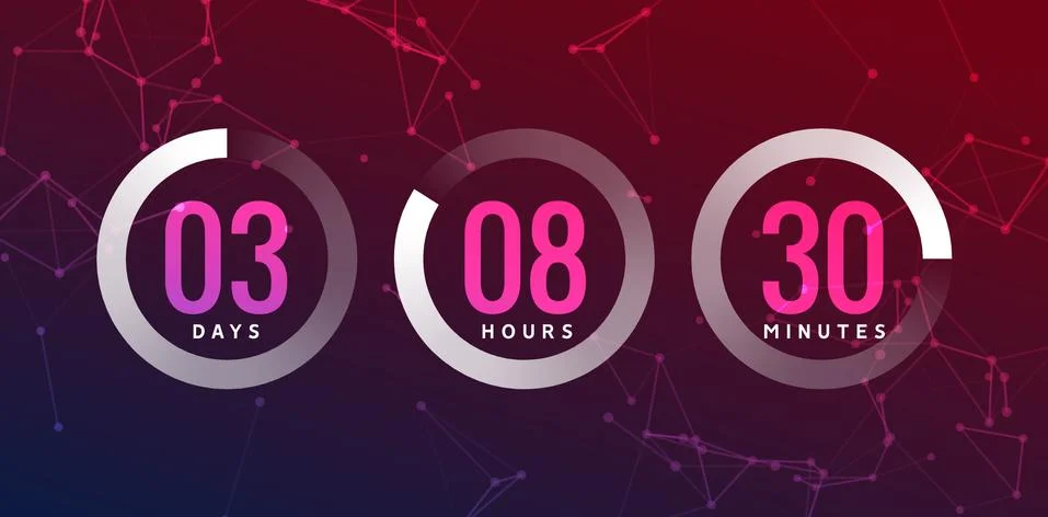 Time countdown clock timer circle number. Stopwatch vector count counter digital Illustrazione stock