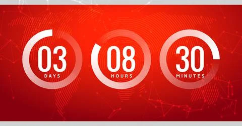 Time countdown clock timer circle number. Stopwatch vector count counter digital Illustrazione stock