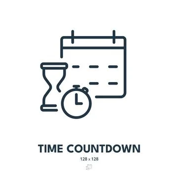 Time Countdown Icon. Calendar, Deadline, Stopwatch. Editable Stroke. Simple.. Stock Illustration