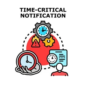 Time critical notification receiving urgent message alert Stock Illustration