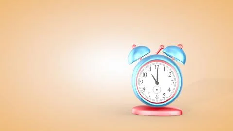 Time, cute alarm clock isolated on light background, 11 o'clock. 3D rendering Stock Illustration