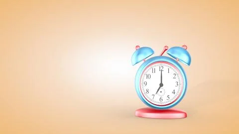 Time, cute alarm clock isolated on light background, 7 o'clock. 3D rendering Stock Illustration