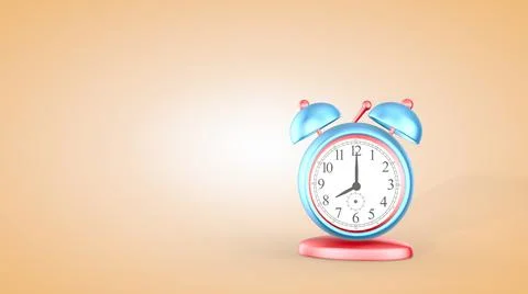 Time, cute alarm clock isolated on light background, 8 o'clock. 3D rendering Stock Illustration