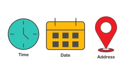 Time Date Location Icon Collection Illustrazione stock