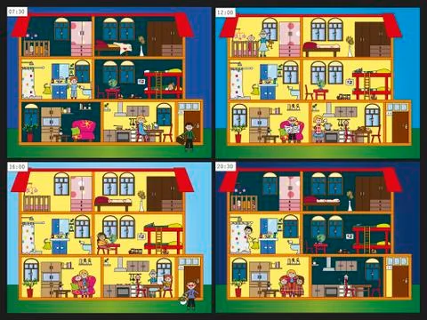Time day house Stock Illustration