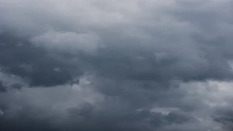 Time delay photography of dark clouds rolling and fluttering in the sky abou Video stock 153824709