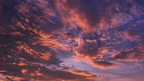 Time delay photography of sunset clouds floating in the sky Video stock 155615022