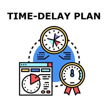 Time delay plan process measuring efficiency Illustrazione stock