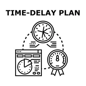Time delay plan process measuring efficiency Illustrazione stock