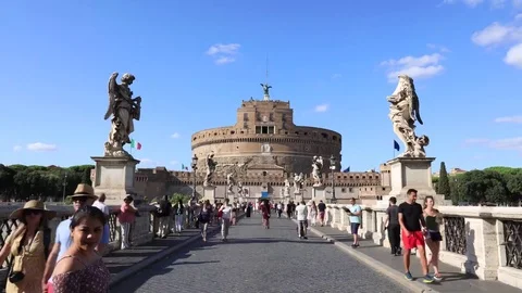 Time-delay-video-material-of-Roman-Angel-castle-a-famous-tourist-attraction- Stock Footage 126134238
