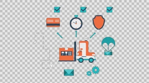 On Time Delivery Courier Parcel Animation Transparent Vector Motion Graphics Stock Footage 59320029