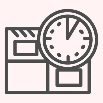 In time delivery line icon. Parcel and clock, fast shipping. Postal service Stock Illustration