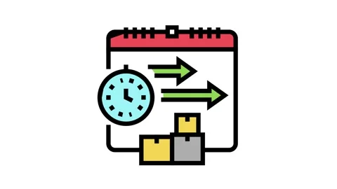 Time delivery procurement color icon animation Stock Footage 164058570