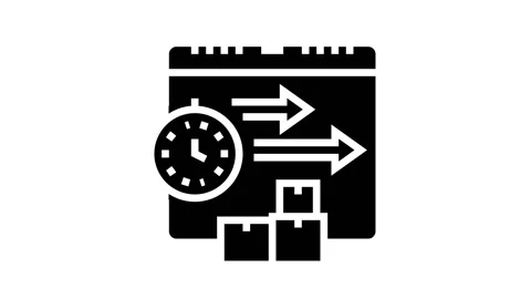 Time delivery procurement glyph icon animation Stock Footage 164220929
