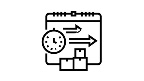 Time delivery procurement line icon animation Stock Footage 164209900