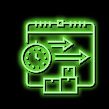 Time delivery procurement neon glow icon illustration Stock Illustration
