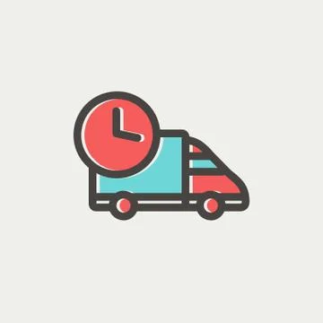 On time delivery thin line icon Stock Illustration