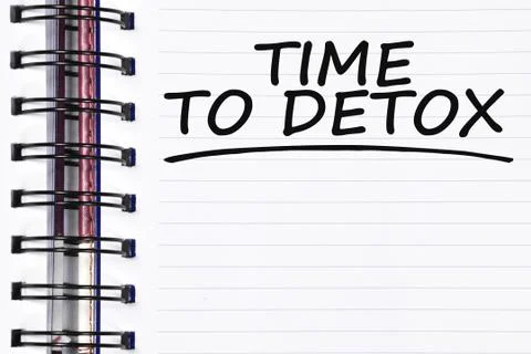 Time to detox words on spring note book Foto stock