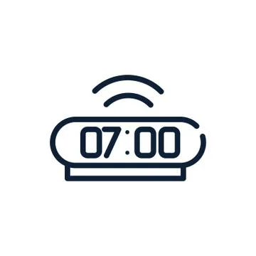 Time digital alarm clock linear design Illustrazione stock