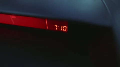 Time on digital clock, accelerated running, car interior Stock Footage 170555637