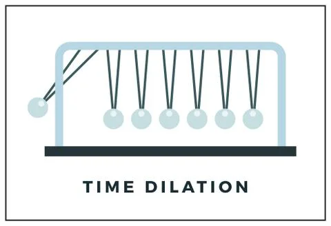 Time dilation concept, pendulum made of balls vector illustration in a flat Stock Illustration