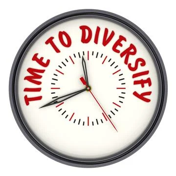 Time to diversify. Clock with text Stock Illustration