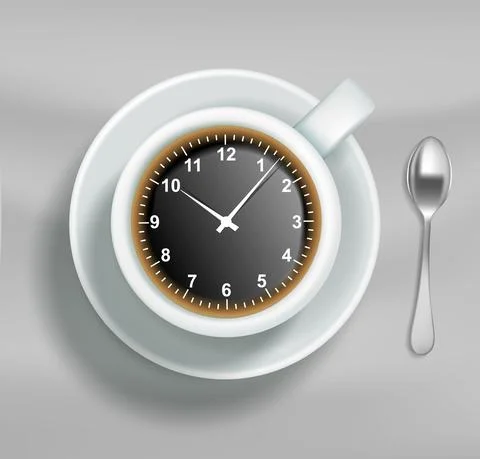 Time to drink coffee vector poster, banner design template. Cup of coffee with Stock Illustration