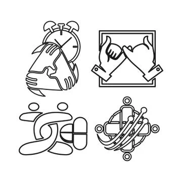 Time drug electric Commitment Teamwork Together Outline Logo Stockillustratie