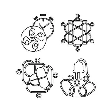 Time drug plug Commitment Teamwork Together Outline Logo Stockillustratie