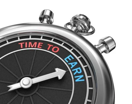 Time to earn timepiece 3d concept , isolated Stock Illustration